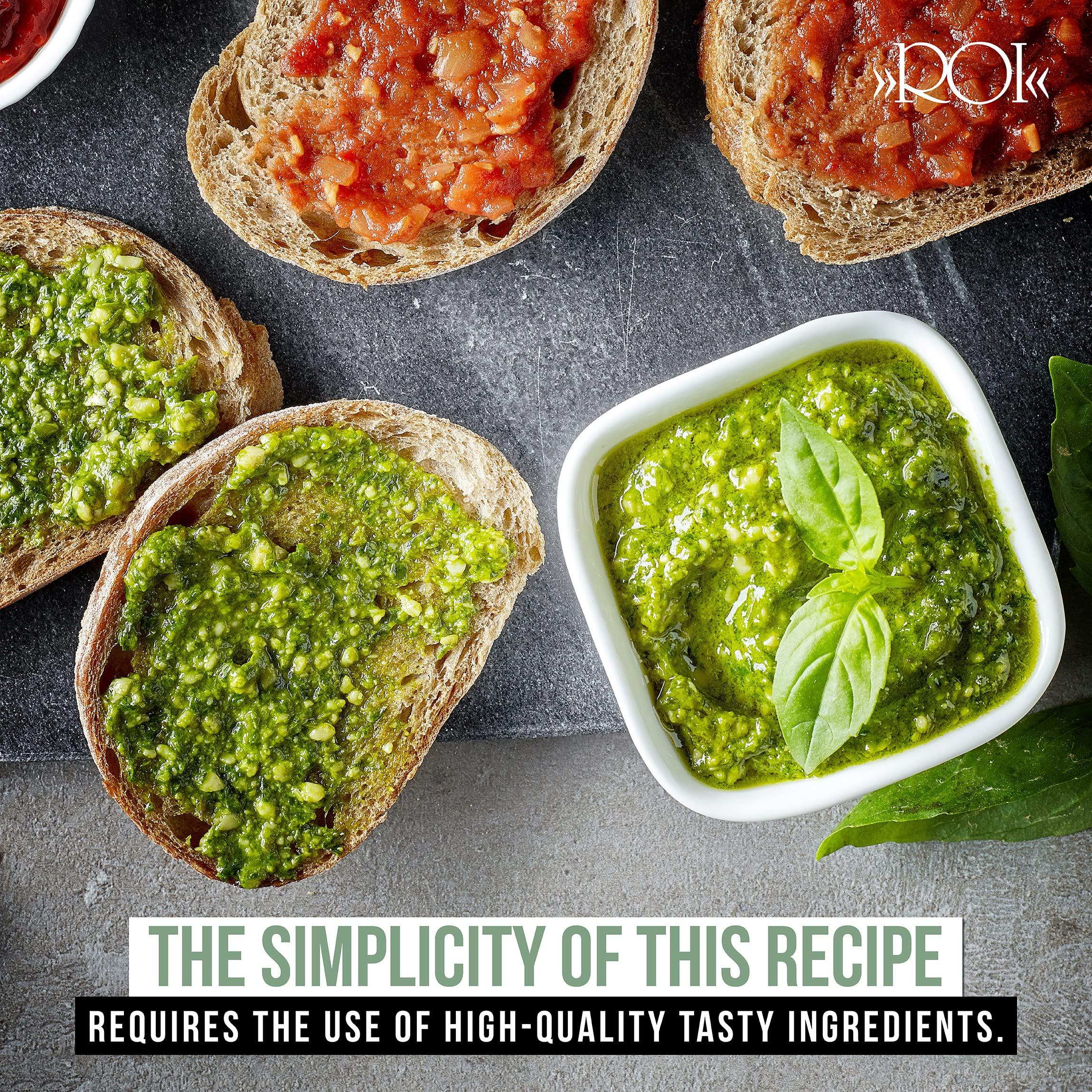 ROI ROI Pesto Sauce - Vegan Pesto - Fresh Ligurian Basil Pesto and ROI Ligurian Italian Extra Virgin Olive Oil First Cold Pressed - Cucina Olive Oil