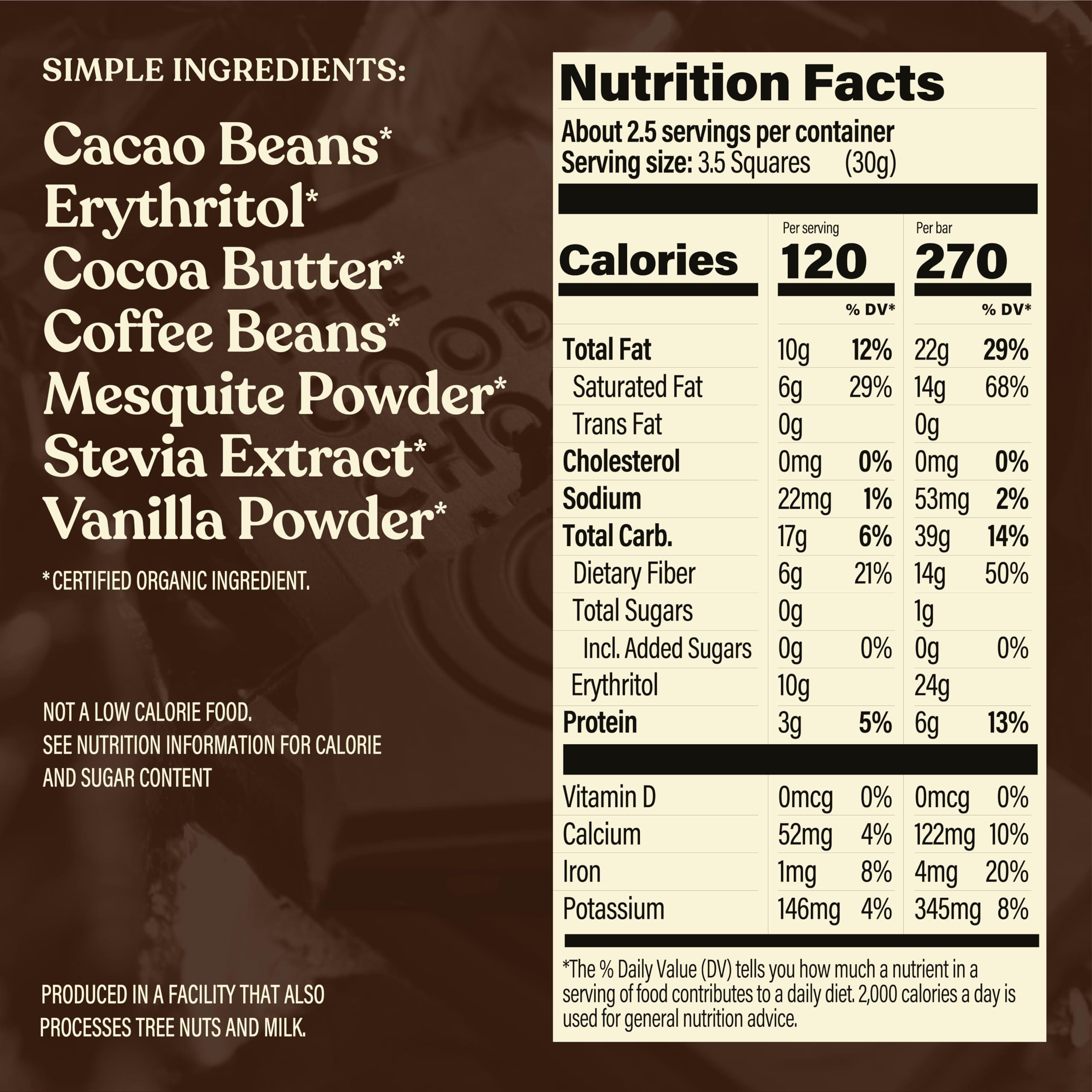 The Good Chocolate THE GOOD CHOCOLATE - Keto Dark Chocolate Coffee Bars with Zero Sugar & Lower Net Carb - Dark Chocolate Bar that Offers Lower Calorie Chocolate Candy - Keto Snack Low Carb All Natural Non-GMO (6 Bars)
