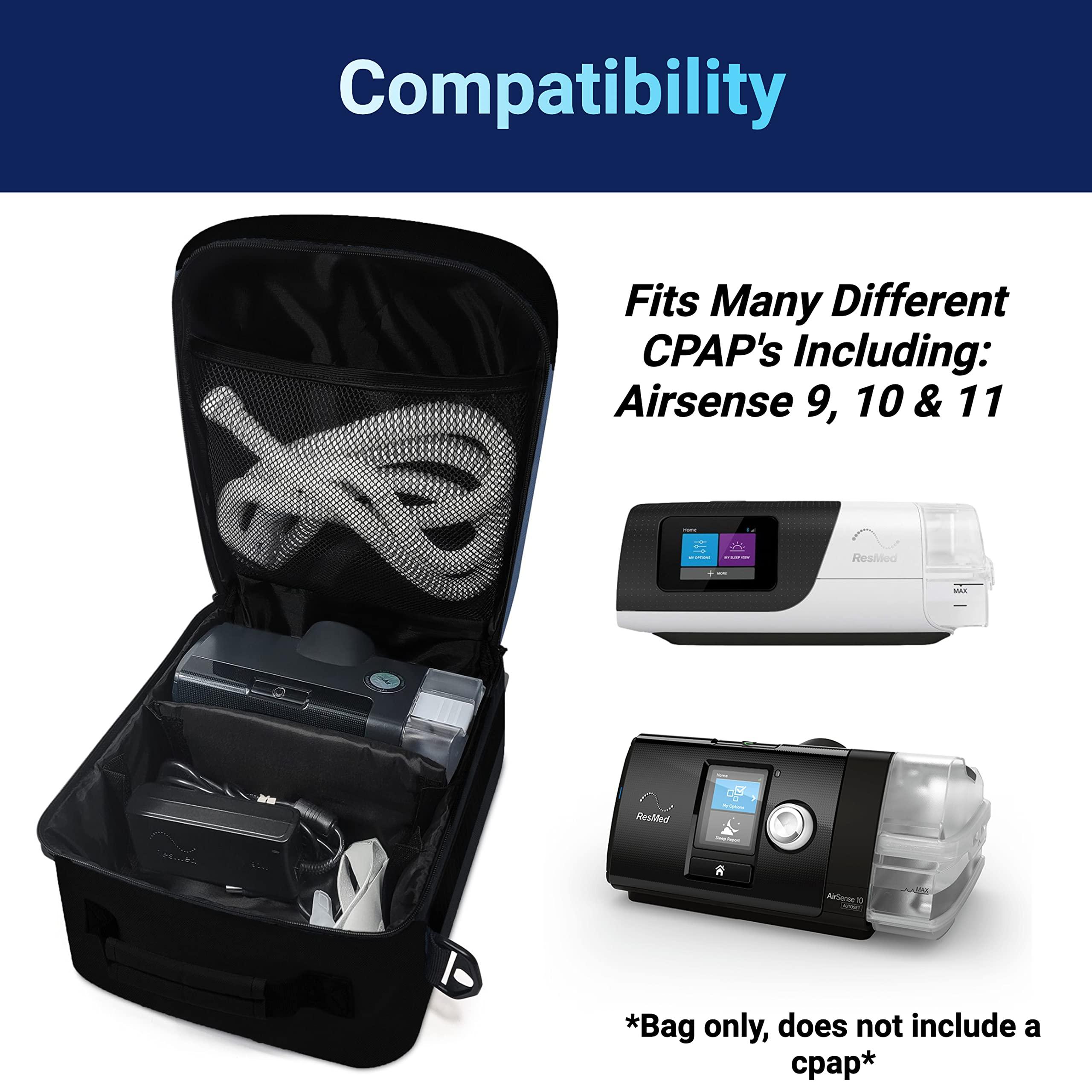 40Winkz 40Winkz USA CPAP Travel Bag, CPAP carry bag for various CPAPs compatible with, Airsense 10, Airsense 11, Dreamstation & more. Attaches to luggage & travel compliant (Black)