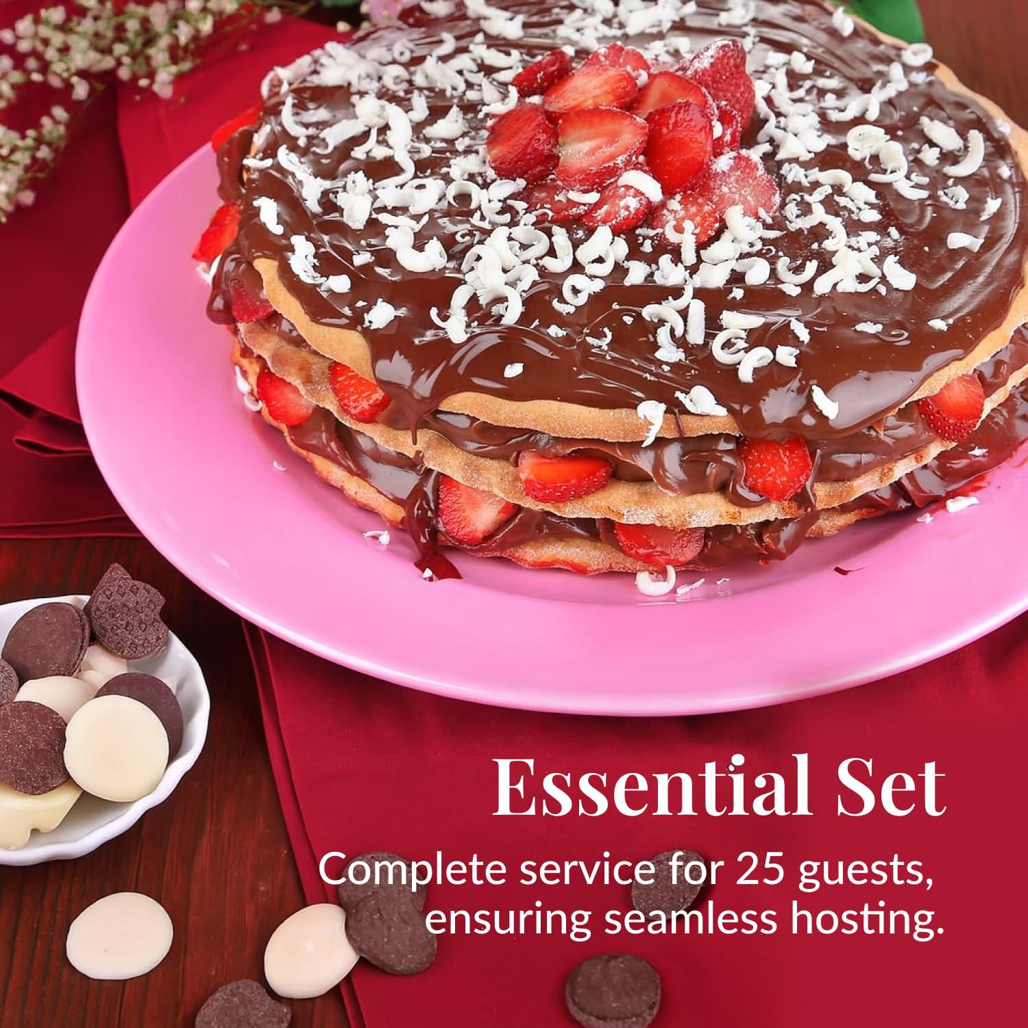 Prestee Prestee 50-pc Pink Plastic Plates - 25 Plastic Dinner Plates (10\") + 25 Salad Small Plastic Plates (7\") - Pink Disposable Plates, Tea Party Plates, Pink Party Plates, Easter Plates, Baby Shower Plates