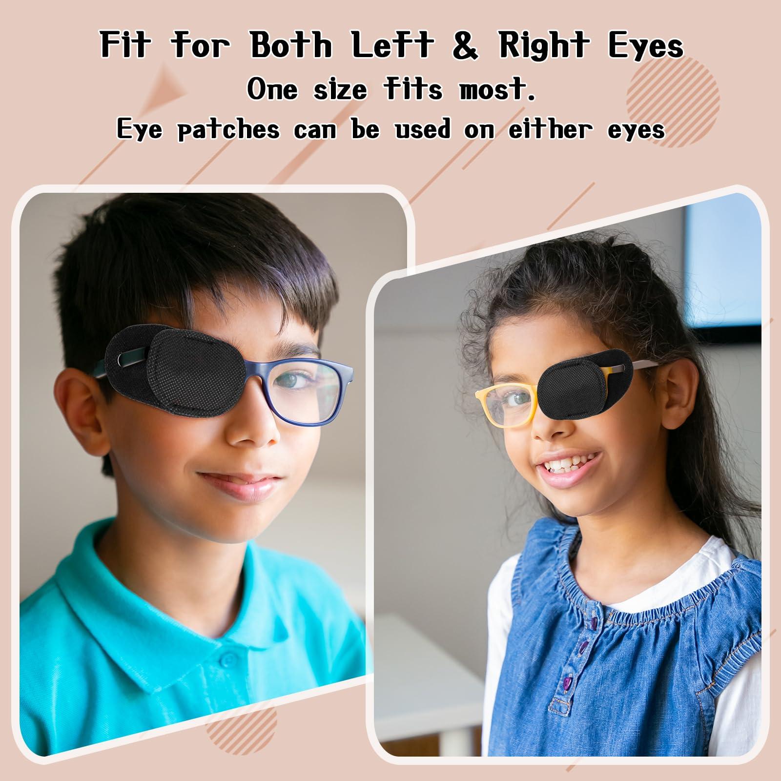 WY LIGHTING LEVEL 6Pcs Eye Patches Comfortable Left or Right Single Eye Patches Professional Medical One Eye Cover Reusable Black Soft Single Eye Patches for Eyeglass Treat Lazy Amblyopia Strabismus Adults Girls Boys