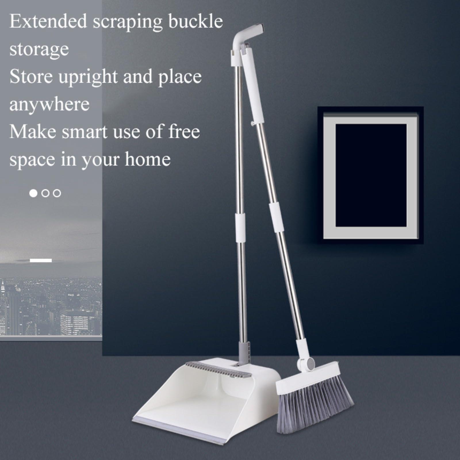 NIBHZ NIBHZ Plastic Dustpan and Broom for Hard Floor, 180 Degree Rotatable Broom Set for Sweeping Outdoor, Garden, Lobby, Indoor