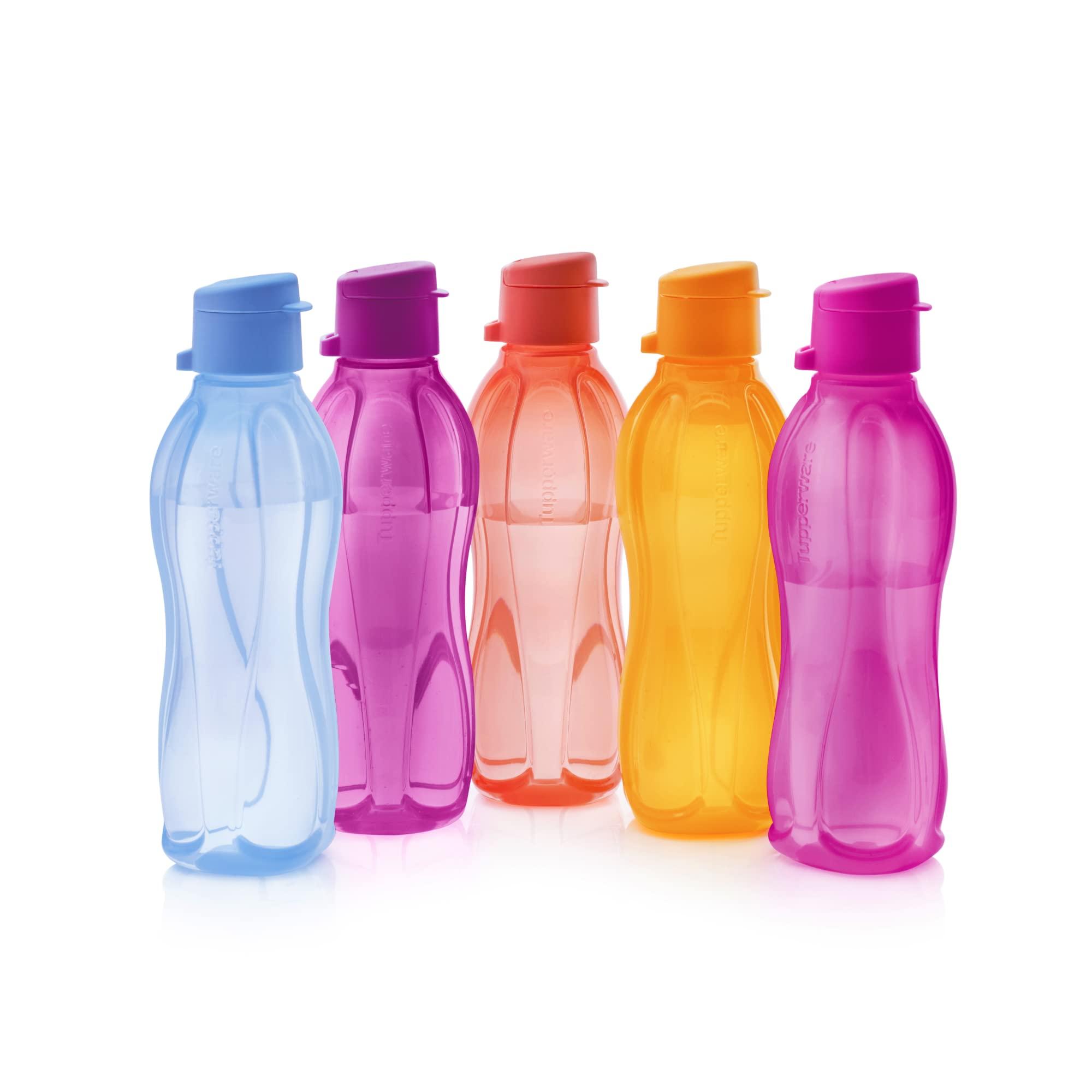 Tupperware Tupperware Brand Eco+ Small Reusable Water Bottle - 500mL, Pack of 5 - Dishwasher Safe & BPA Free - Lightweight & Leak Proof - Great for Travel, Gym & Outdoor Activities