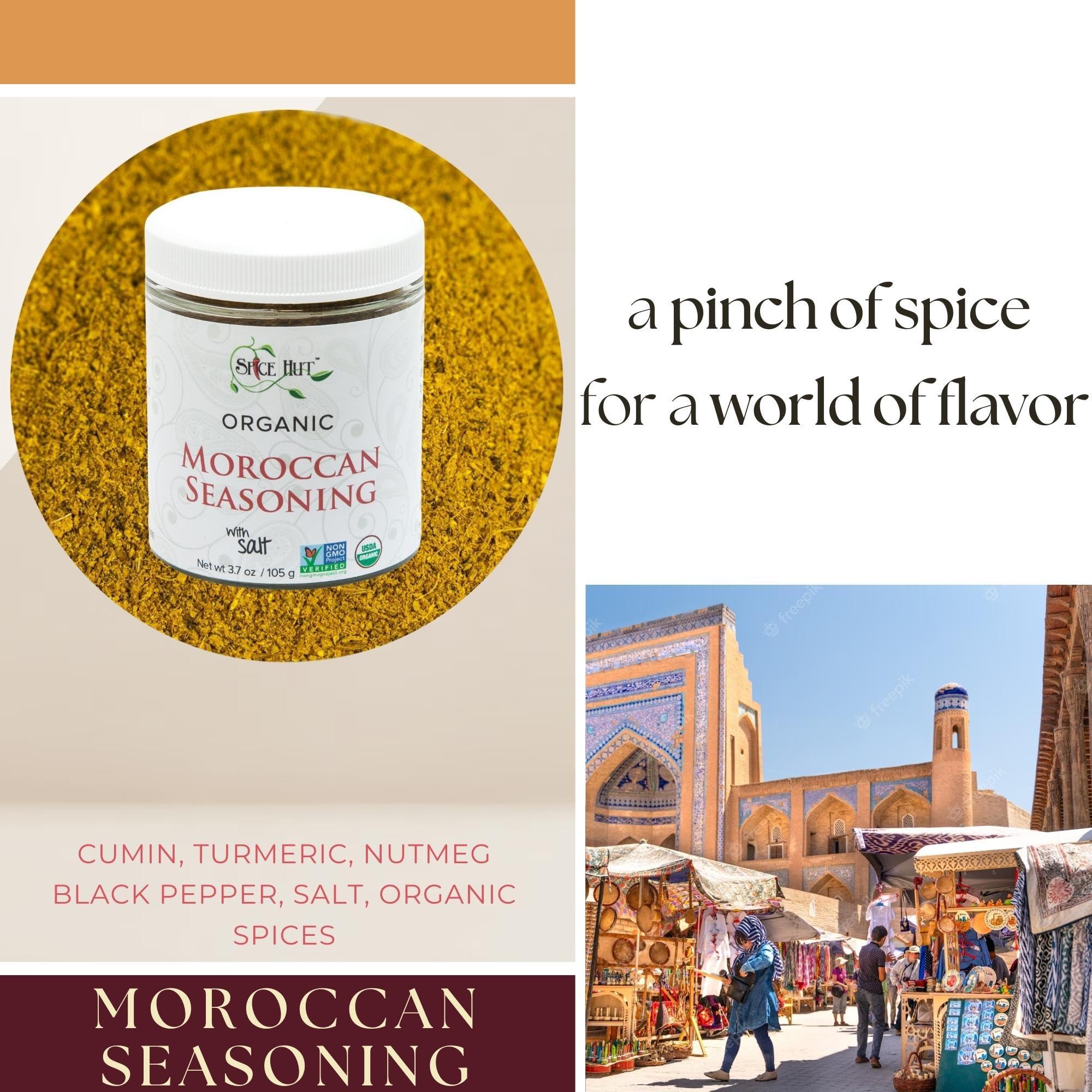 The Spice Hut The Spice Hut Organic Moroccan Seasoning, Mediterranean Spice Blend Flavor for Meat/Vegetables/Chicken, with Salt 3.7 Ounce