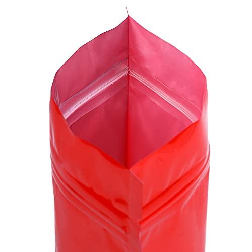 QQ Studio QQ Studio 50 Red Mylar Coffee Bags with Degassing Valve and Window, Heat Seal Stand Up Bags, 4.6 oz or 7 oz, Resealable Food Safe Coffee Pouches for Roasted Beans (4oz (5.5x7.9"))