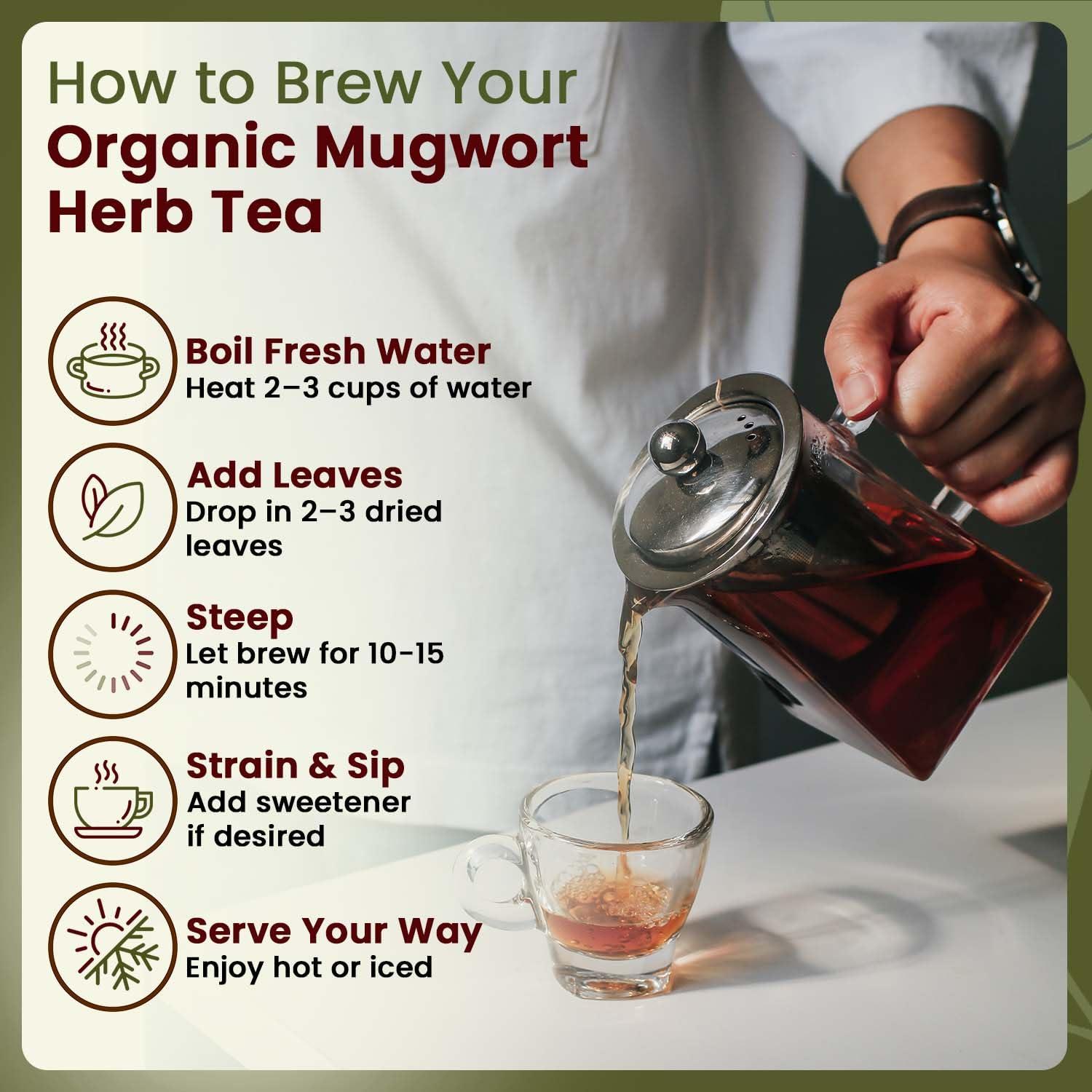 Organic Way Organic Way Mugwort Herb Loose Leaf Cut & Sifted (Artemisia Vulgaris) Herbal Tea | Kosher & USDA Certified | Vegan, Non-GMO & Gluten Free | Raw from Albania (16 Ounce (pack of 1))