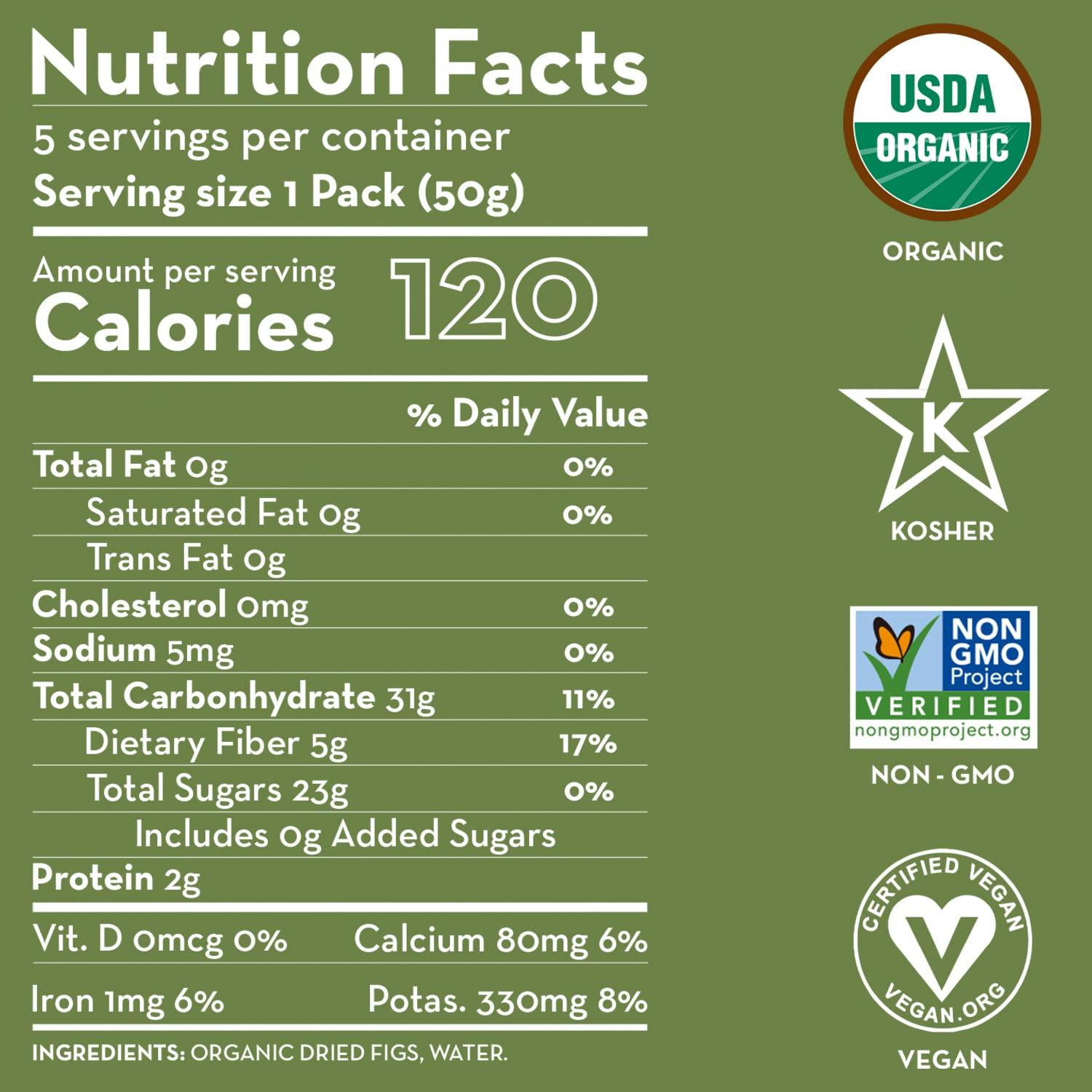 SUNNY FRUIT Sunny Fruit Soft Organic Turkish Dried Figs - 1 Bag (5 Individual Portion Packs) | Healthy, Convenient Snack Packs | ORGANIC, NON-GMO, VEGAN, HALAL, KOSHER, NO PRESERVATIVES, NO SUGAR ADDED