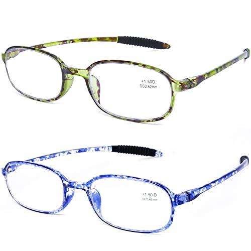 AQWANO AQWANO Flexible Reading Glasses Computer Blue Light Blocking Lightweight TR90 UV400 Protection Readers for Women Men, 3.0