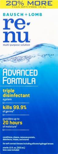 Renu Renu Contact Lens Solution Multipurpose Disinfectant, Advanced Formula Lens Cleaner, Cleans & Moisturizes Soft & Silicon Hydrogel Lenses, 12 Fl Oz