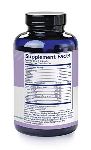 PRN Physician Recommended Nutriceuticals PRN nmaqula Omega-3 High DHA Supplement with Lutein & Zeaxanthin - 1400mg DHA & 400mg EPA in Re-Esterified Triglyceride - Important Nutrients for Macula & Retina Support 1 Month Supply