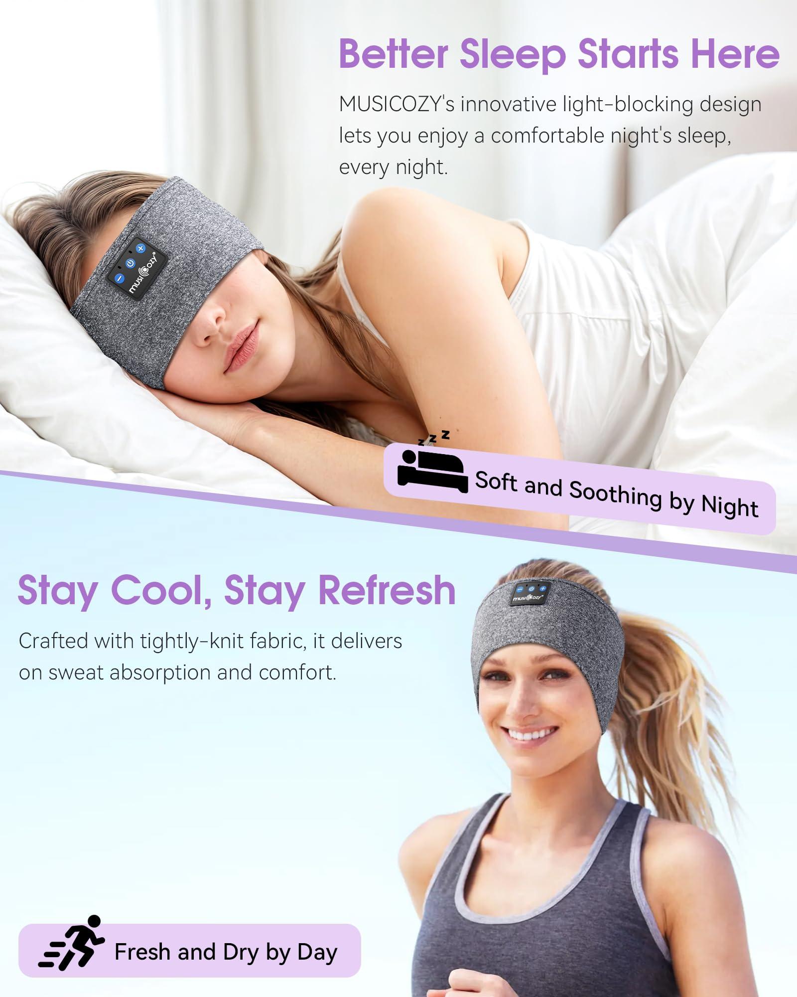 MUSICOZY MUSICOZY Heated Eye Mask Bluetooth 5.2 Headband Sports Sleep Headband Headphones, Wireless Music Sleeping Headphones Sleep Eye Mask Earbuds for Workout Running Insomnia Travel Yoga Cool Gadgets