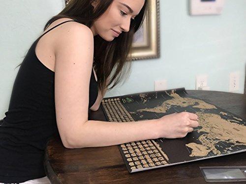 TheGoldWear Arts TheGoldWear Arts Scratch Off World Map Poster - with US States and Country Flags, Track Your Adventures. Includes Scratcher and Memory Stickers, for Travelers (TM) by TravelAdventures