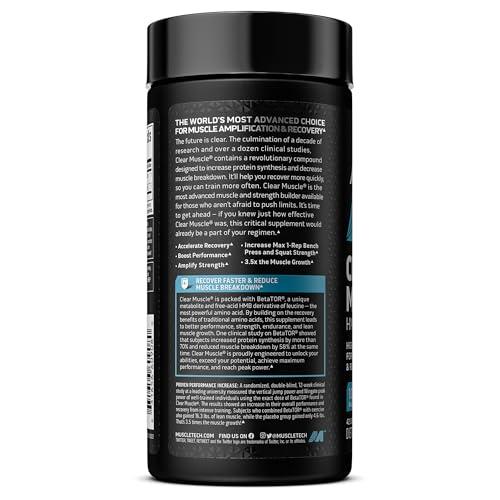 MuscleTech Muscletech HMB Supplements 1000mg, Clear Muscle (84 Liquid Softgels) - Highest Grade HMB for Lean Muscle & Recovery - HMB Free Acid Muscle Supplement - Help Decrease Muscle Breakdown