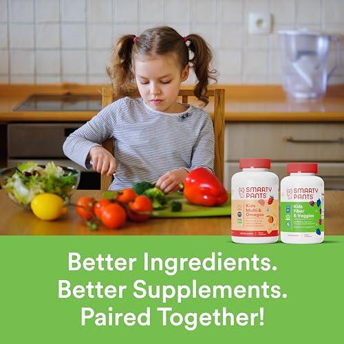 SmartyPants SmartyPants Kids Multivitamin + Fiber & Veggie Bundle: Omega 3 Fish Oil, Prebiotic Fiber, Gluten-Free, Three Fruit & Mixed Berry Flavors, Multi & Omegas (120 Count) + Fiber & Veggies (60 Count)