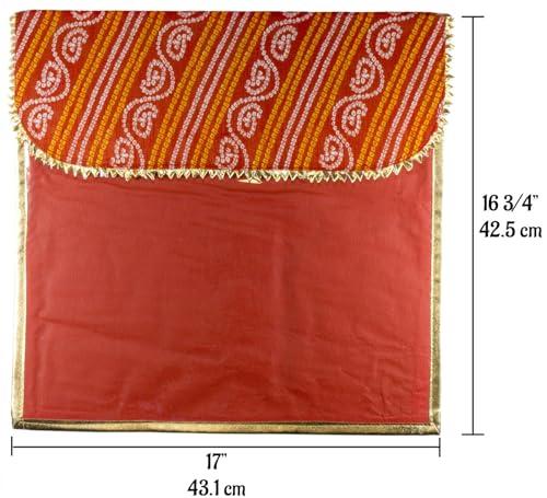 Desi Favors Desi Favors Saree Cover Fabric Bags, Indian Silk Saree Gifting/Storage Bag for Weddings, Reusable Cotton Saree Covers for Clothes Storage/Garment Bag, Travelling, Bulk - 16x17 Inch (Pack of 4)
