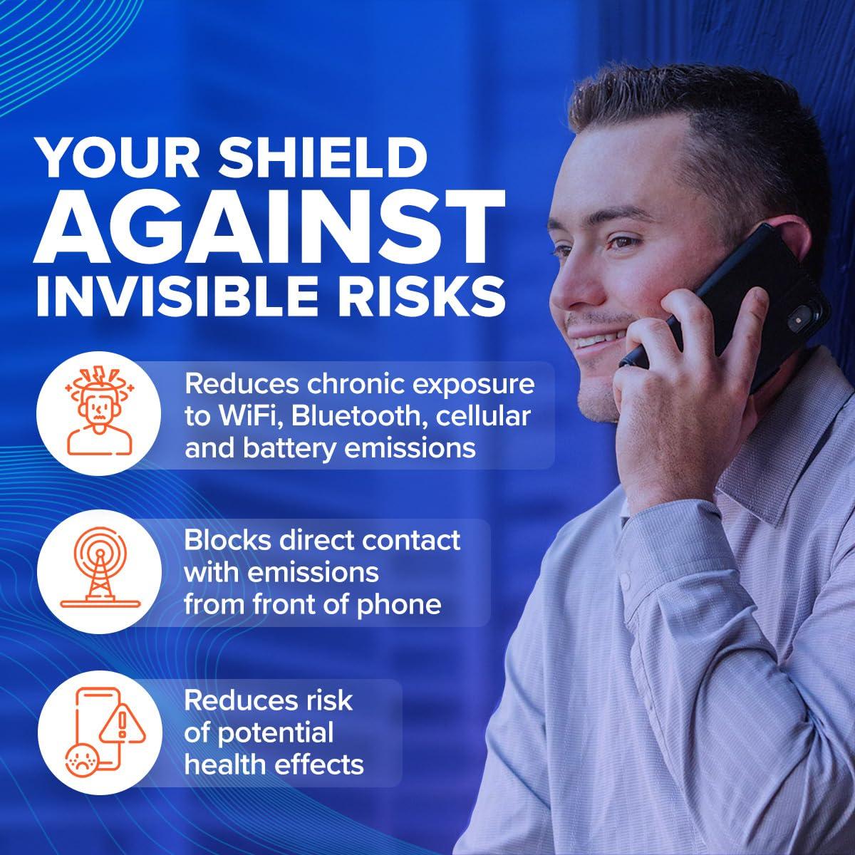 DefenderShield DefenderShield EMF Protection & 5G Anti Radiation iPhone 14 Pro Case - RFID Blocking EMF Shield Detachable Wallet Case with Magnetic Closure (Black)