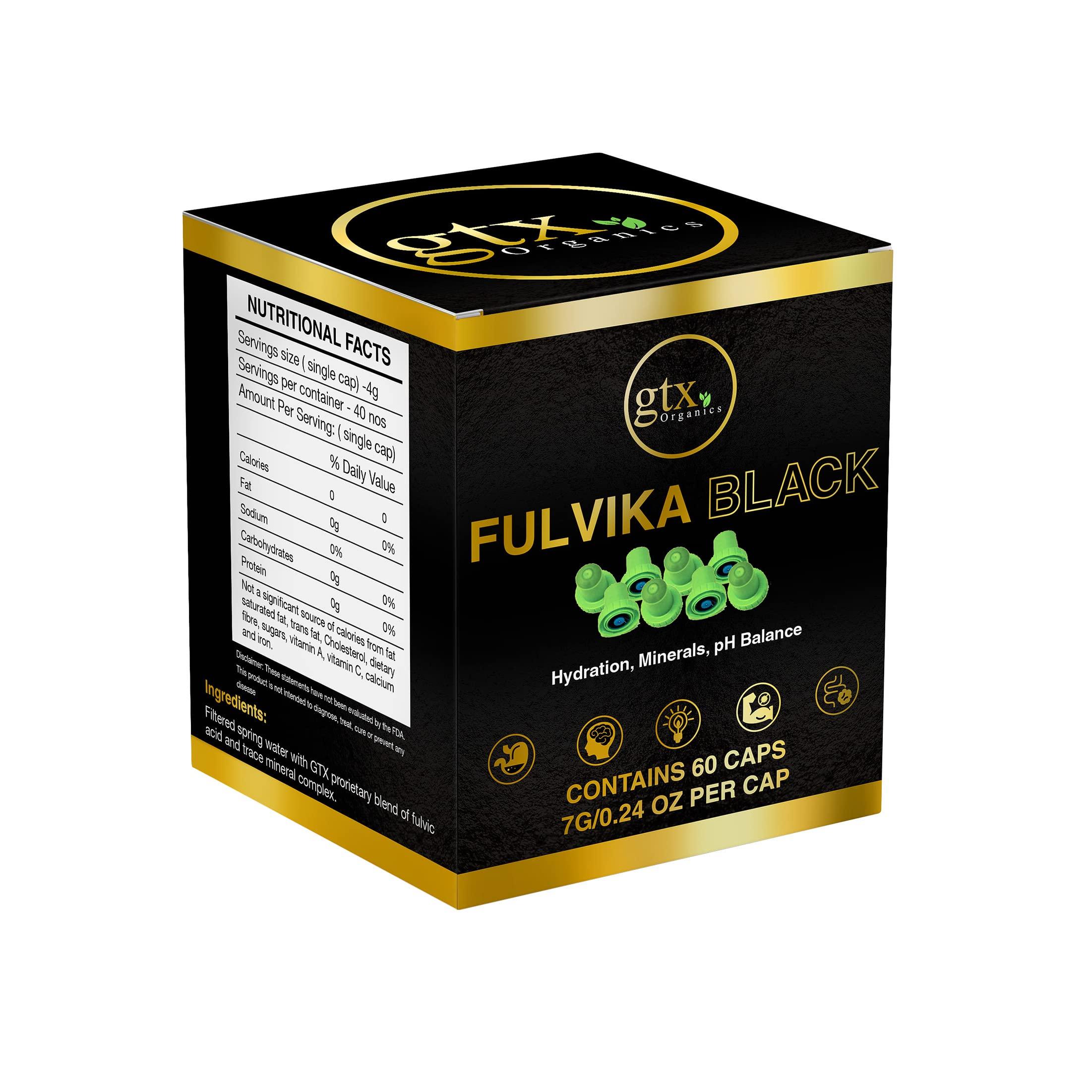 Fulvika Trace Minerals Supplement in Bottle Caps (60 Servings)(Flavorless) 74 Trace Minerals from Pure Humic & Pure Fulvic Acid Concentrated, Plant-Based, Electrolytes & Alkaline pH (Kosher)