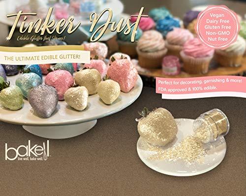 Bakell BAKELL Bright Gold Edible Glitter, 25 Grams | TINKER DUST Edible Glitter | KOSHER Certified | 100% Edible Glitter | Cakes, Cupcakes, Cake Pops, Drinks, Dessert Vegan Glitter & Dusts (25g, Bright Gold)