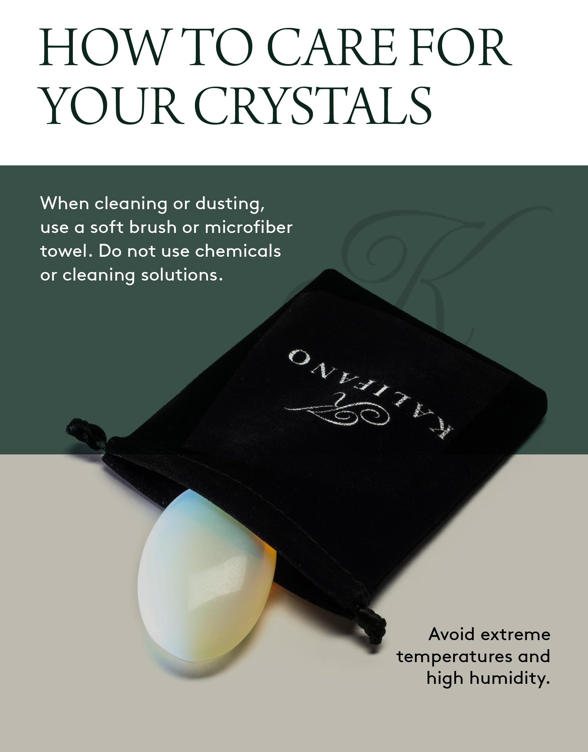 KALIFANO KALIFANO Opalite Palm Stone with Healing & Calming Effects - High Energy Moonstone with Information Card - Reiki Worry Crystal Used for Soothing Energy (Family Owned and Operated)