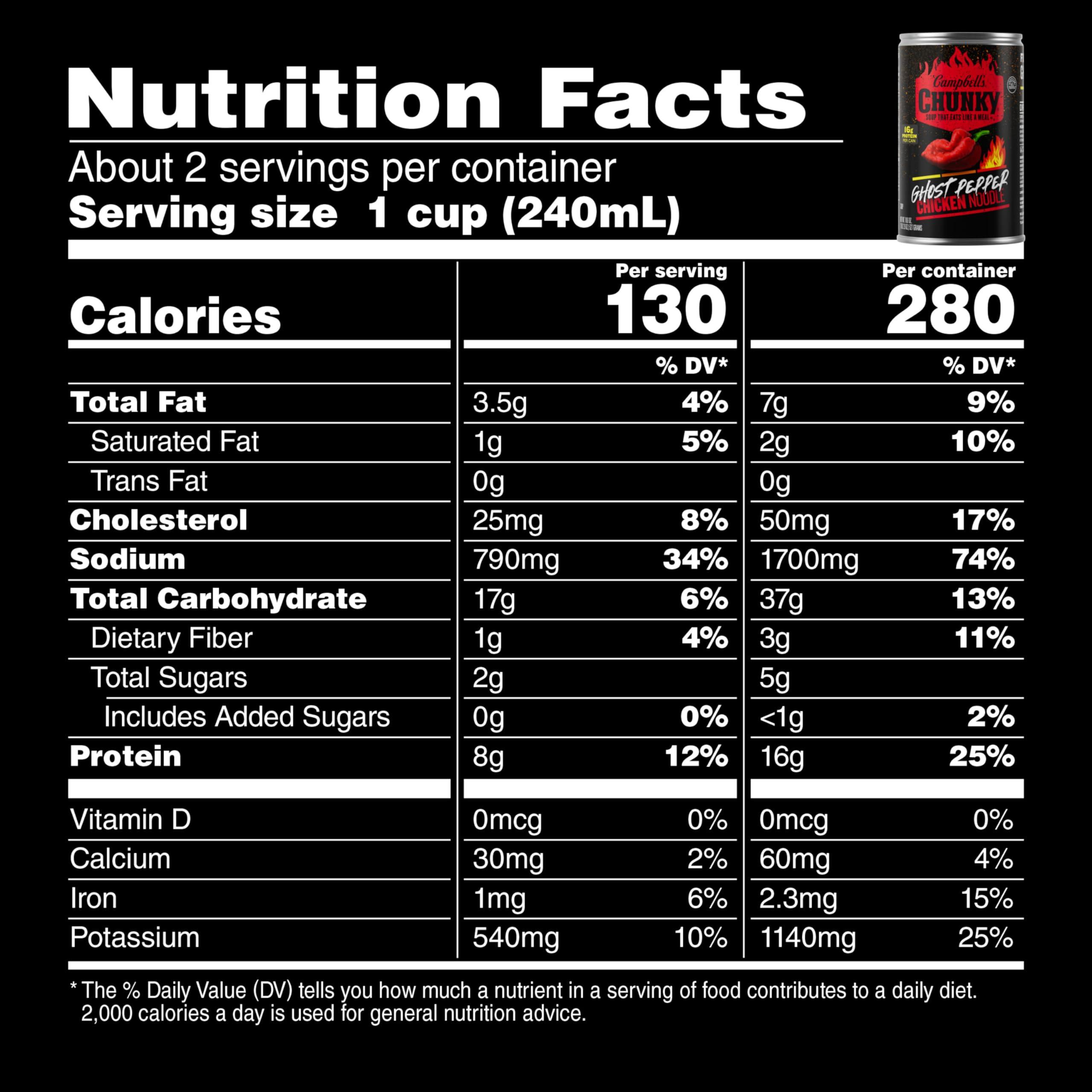 Campbell\'s Campbells Chunky Soup, Ghost Pepper Chicken Noodle Soup, 18.6 oz Can (Pack of 2)