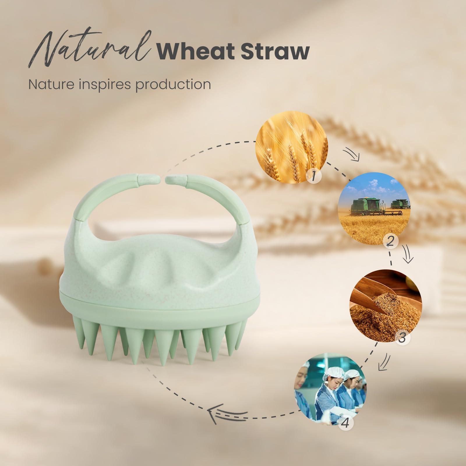 AIMIKE AIMIKE Scalp Massager Shampoo Brush, Soft Silicone Scalp Brush Hair Scrubber, Hair Washing Scalp Exfoliating Brush for Dandruff, Head Scrubber for Wet Dry Hair of Women Men Kids, Beige & Green