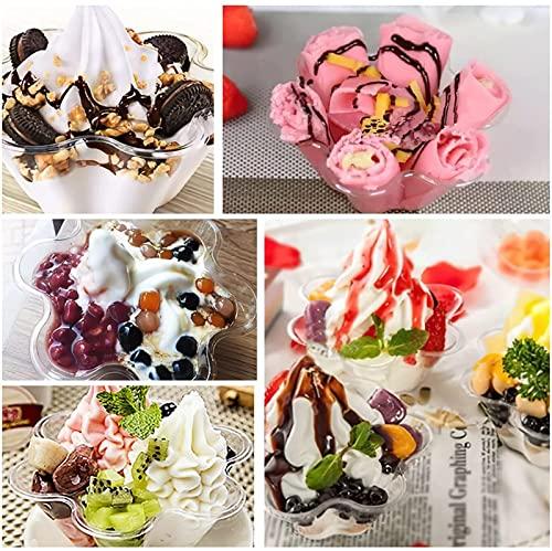 Minsily Minsily 50 Pack Clear Plastic Dessert Bowls 8 oz Disposable Ice Cream Cups Flower Parfait Cups Sample Serving Bowls Plastic Dessert Cups Sundae Snack Fruit Salad Bowl Appetizers Cup for Holiday Party