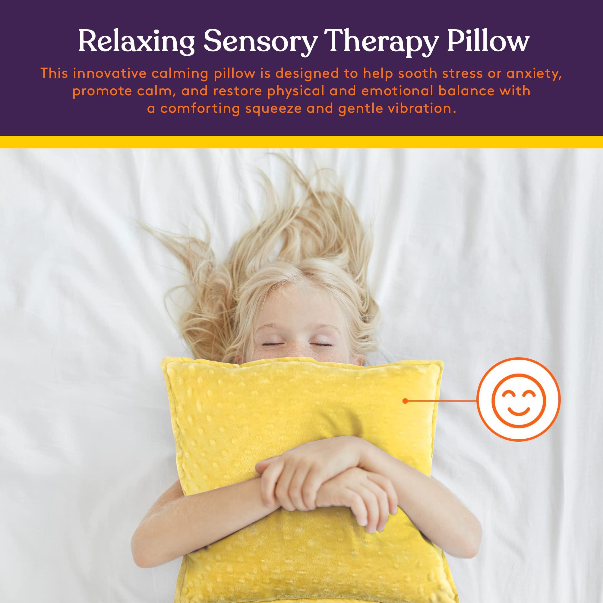 Special Supplies Special Supplies Vibrating Pillow Sensory Pressure Activated for Kids and Adults, 12 x 12 Plush Minky Soft Cover with Textured Therapy Stimulation Bumps, Pink and Yellow