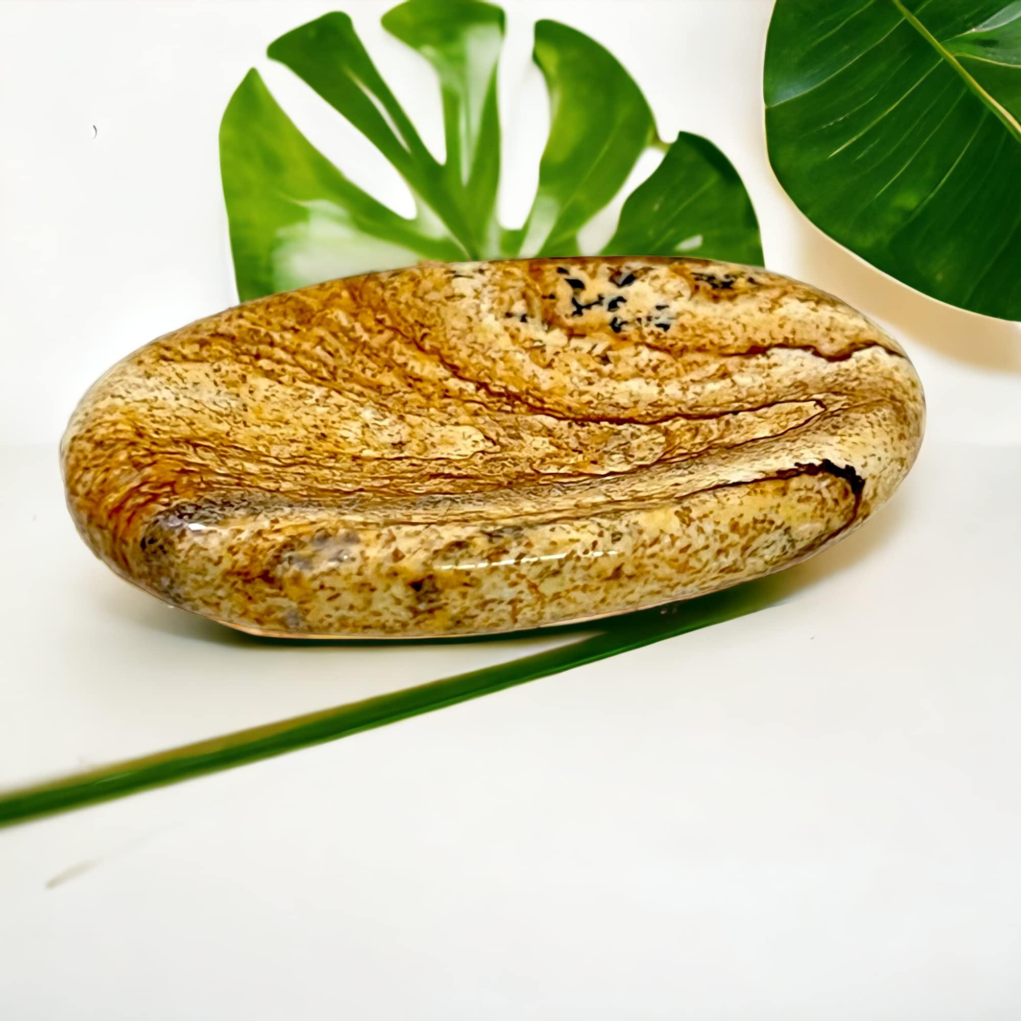 ANAYA AGATE Worry Stones Picture Jasper Crystal Thumb Worry Stone for Anguish, Stress Relaxing and Soothing Balance Stones for Meditation, Stress Relief Healing Stones and Crystals for Men and Women