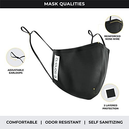 SONOVIA SONOVIA Reusable Face Mask with Patented Breathable Fabric Adjustable Ear Straps (Small (Pack of 3), Grey)