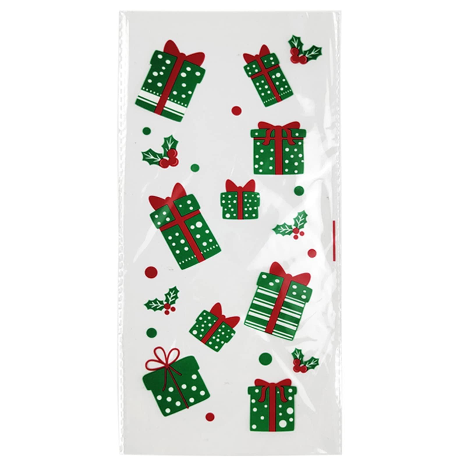 Bluelans 50 Pcs Christmas Cellophane Treat Bags Gift Bags, Xmas Clear Cello Gift Bags Candy Goodies Bags for Christmas Party Favors Party Supplies Christmas Gift Boxes