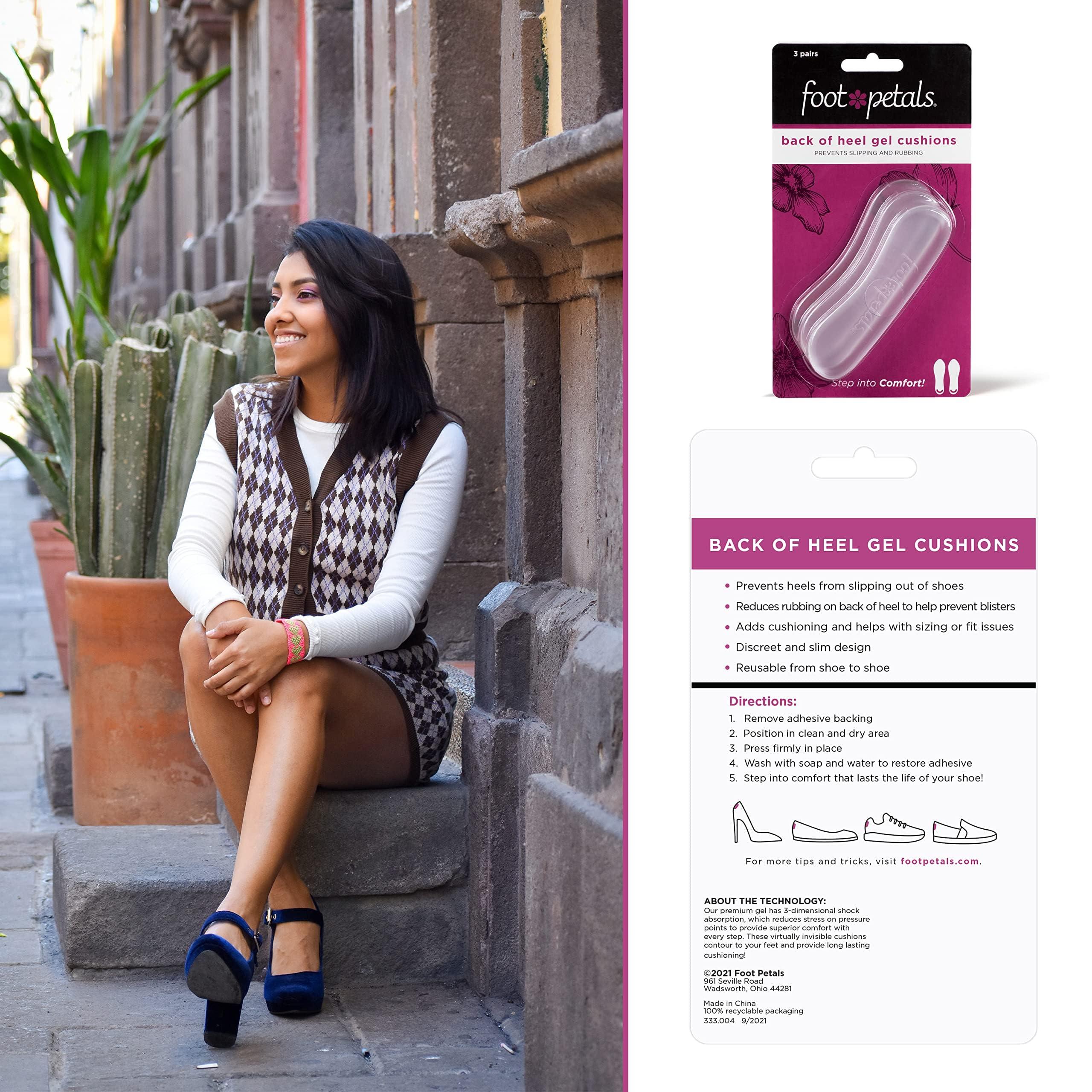 Foot Petals Foot Petals Womens Back of Heel Cushion Inserts, Heel Protectors, Comfortable Heel Grip for Pain Relief and Sizing, 1 pair, Gel