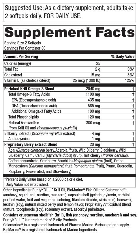 Purity Products Krill Omega-3 Super Formula + Berries - KrillBerry from Purity Products, 60 soft gels