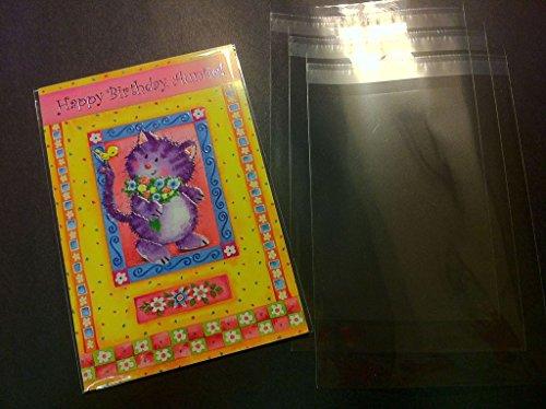 UNIQUEPACKING UNIQUEPACKING 100 Pcs 4 5/8 X 5 3/4 Clear A2+ Card Resealable Cello/Cellophane Bags (Fit One A2 Size Card w/Envelope)