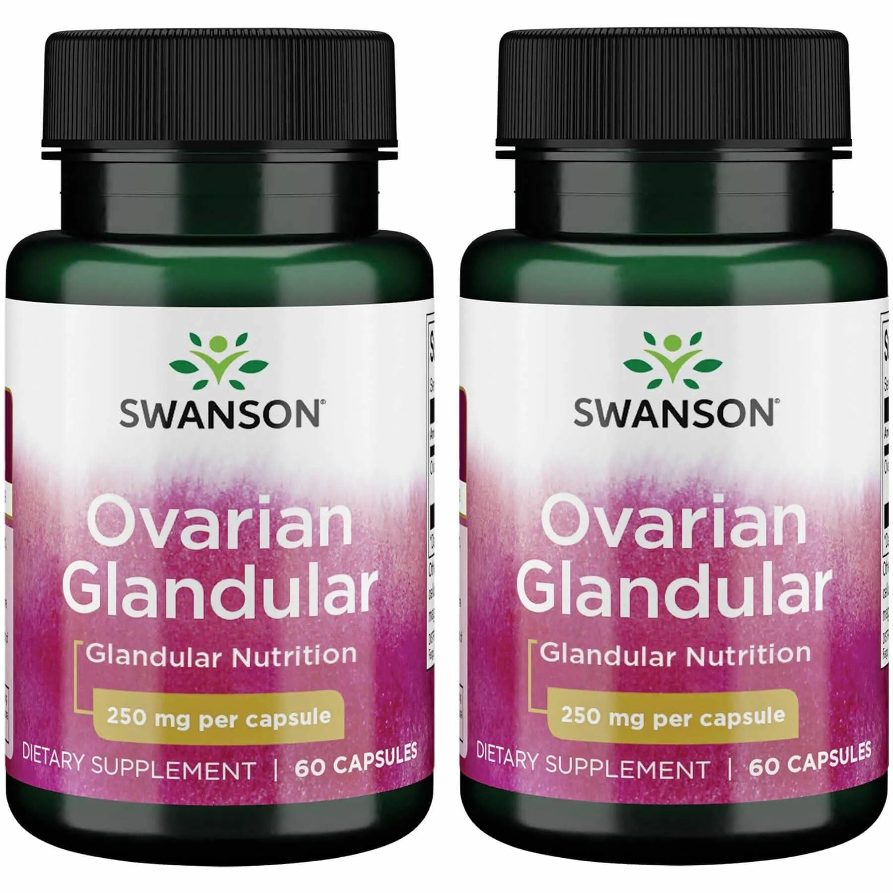 Swanson Swanson Ovarian Glandular Supplement - Women\'s Glandular Health and Balance Support - Premium Bovine Tissue - 60 Capsules, 250mg Each (2 Pack)