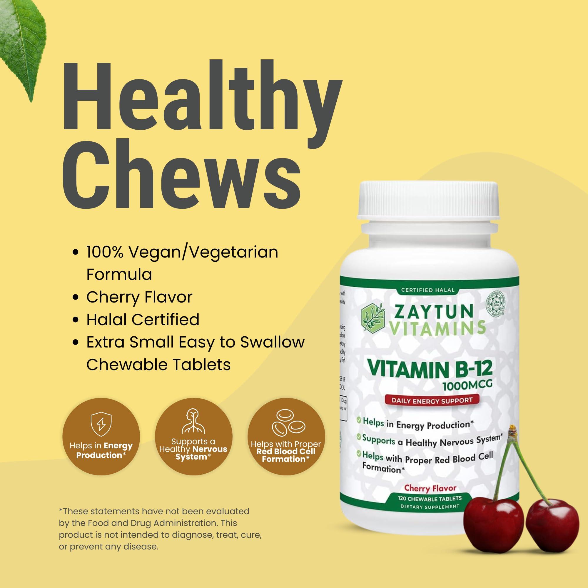 Zaytun Vitamins Zaytun Halal Vitamin B12 1000mcg, Promotes Energy Production, Metabolism and Healthy Nervous System - Vegetarians and Vegans Formula - Dairy-Free - 4 Months Supply - Made in USA