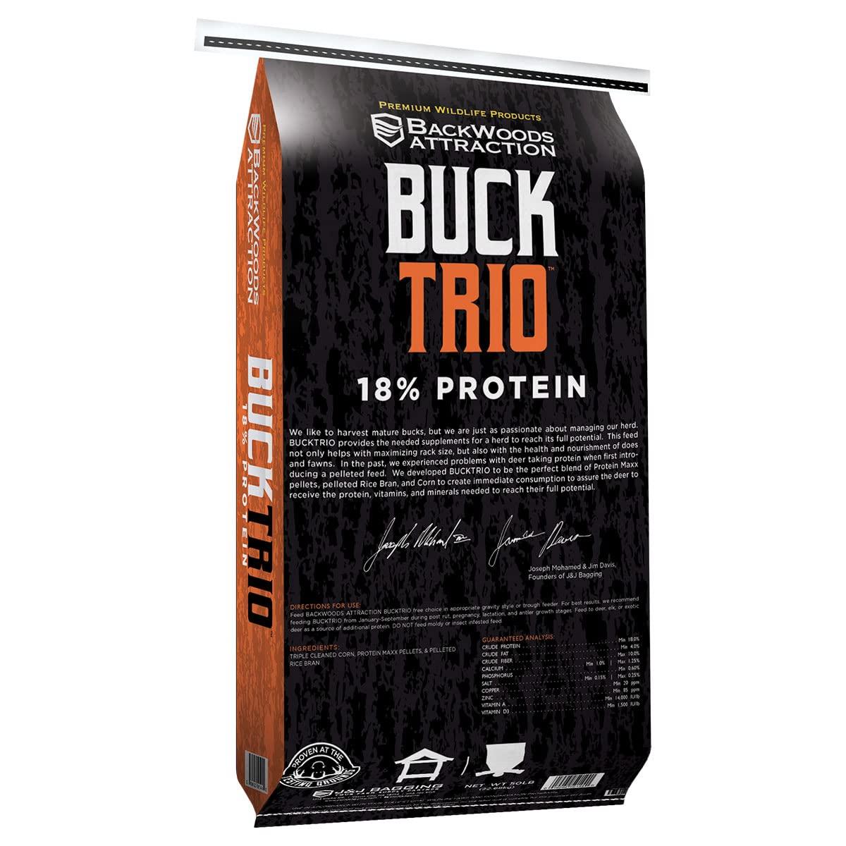 BACKWOODS ATTRACTION BACKWOODS ATTRACTION BUCKTRIO Deer Feed 50lb. Bag - 18% Protein - Supplemental Feed