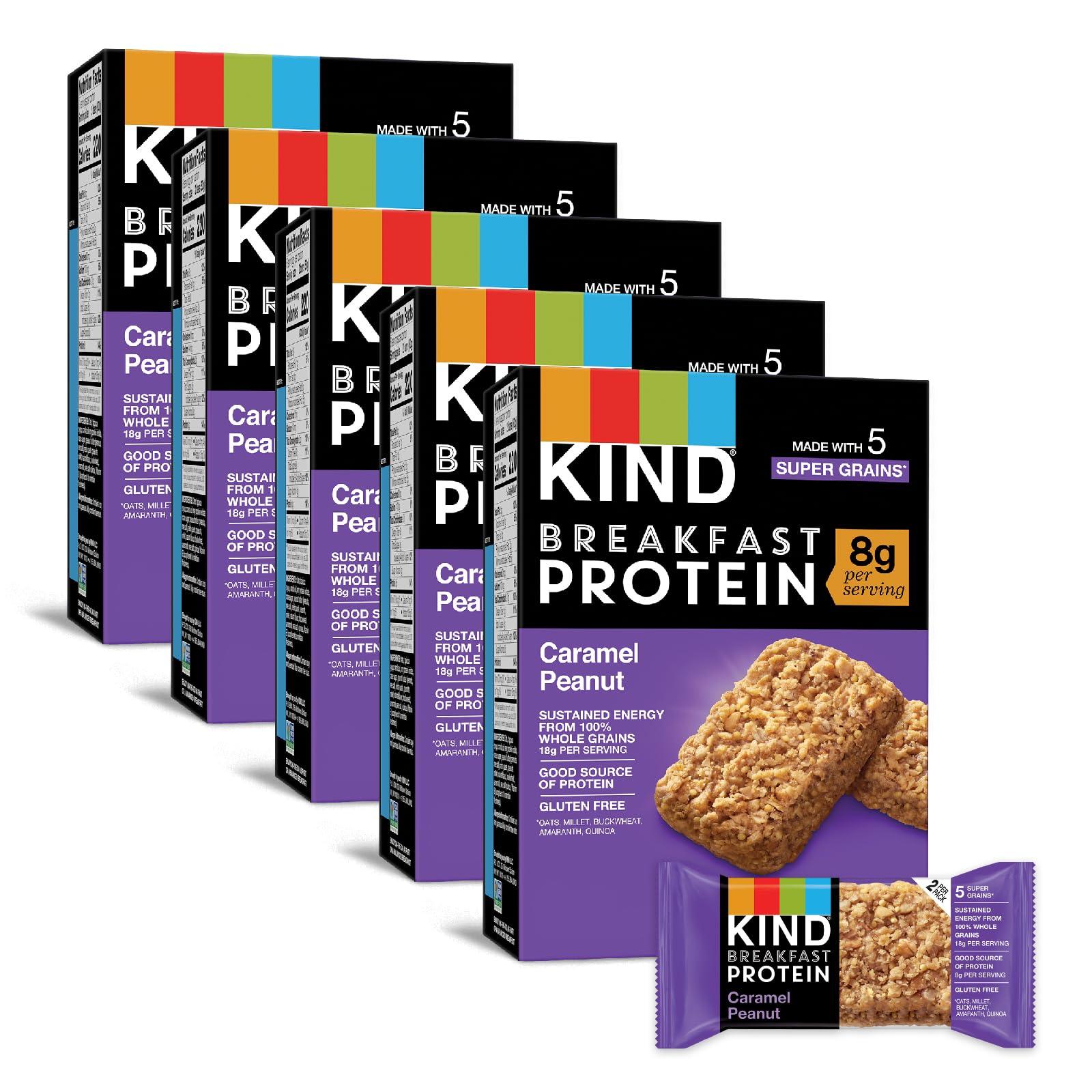 KIND KIND Breakfast Protein Bars, Caramel Peanut, Healthy Snacks, Gluten Free, 30 Count