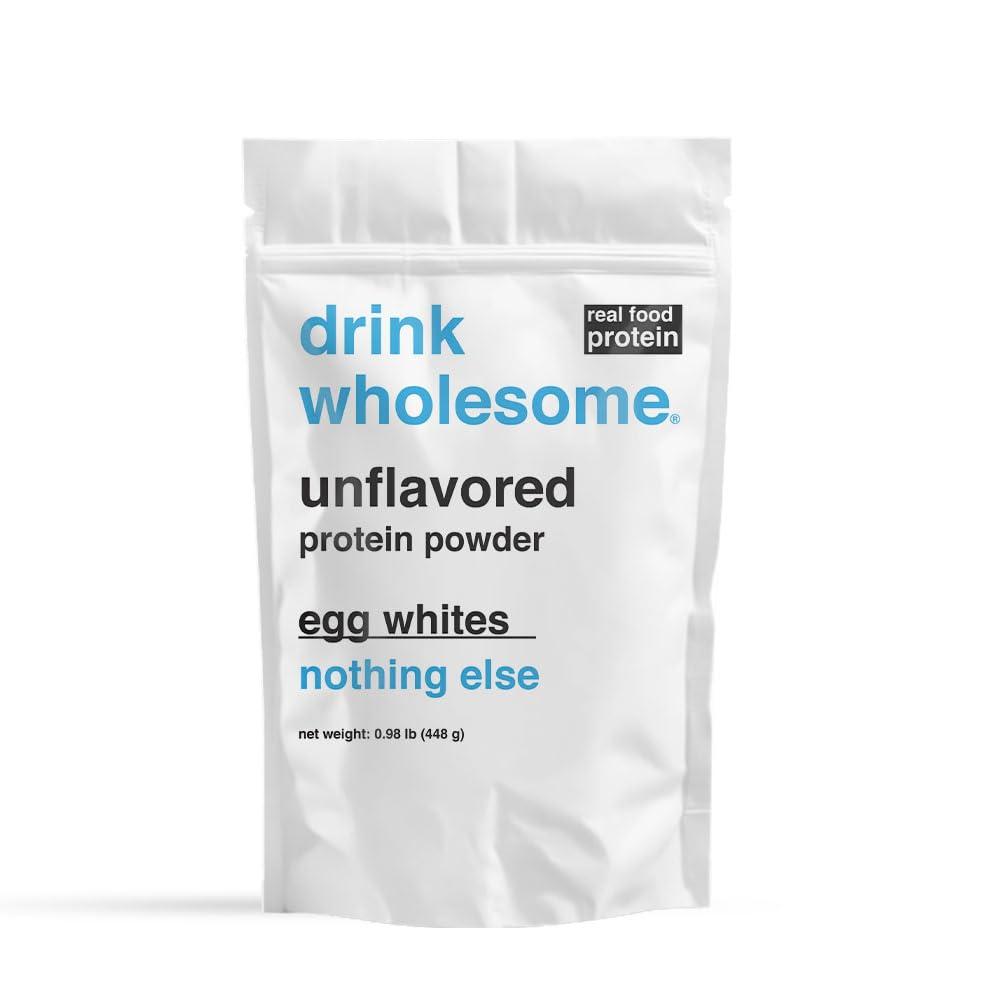 drink wholesome drink wholesome Unflavored Egg White Protein Powder | for Sensitive Stomachs | Gut Friendly | Low FODMAP | Dairy & Lactose Free | Carnivore & Paleo | Safe for Kids & Seniors