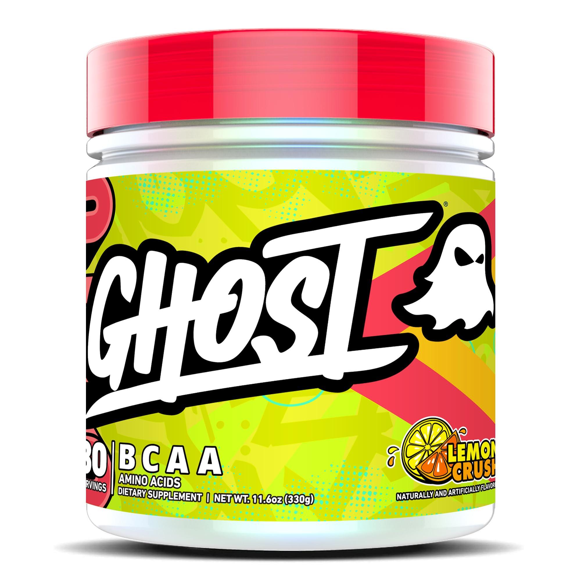 GHOST GHOST BCAA Powder Amino Acids Supplement, Lemon Crush - 30 Servings - Sugar-Free Intra, Post & Pre Workout Amino Powder & Recovery Drink, 7G BCAA