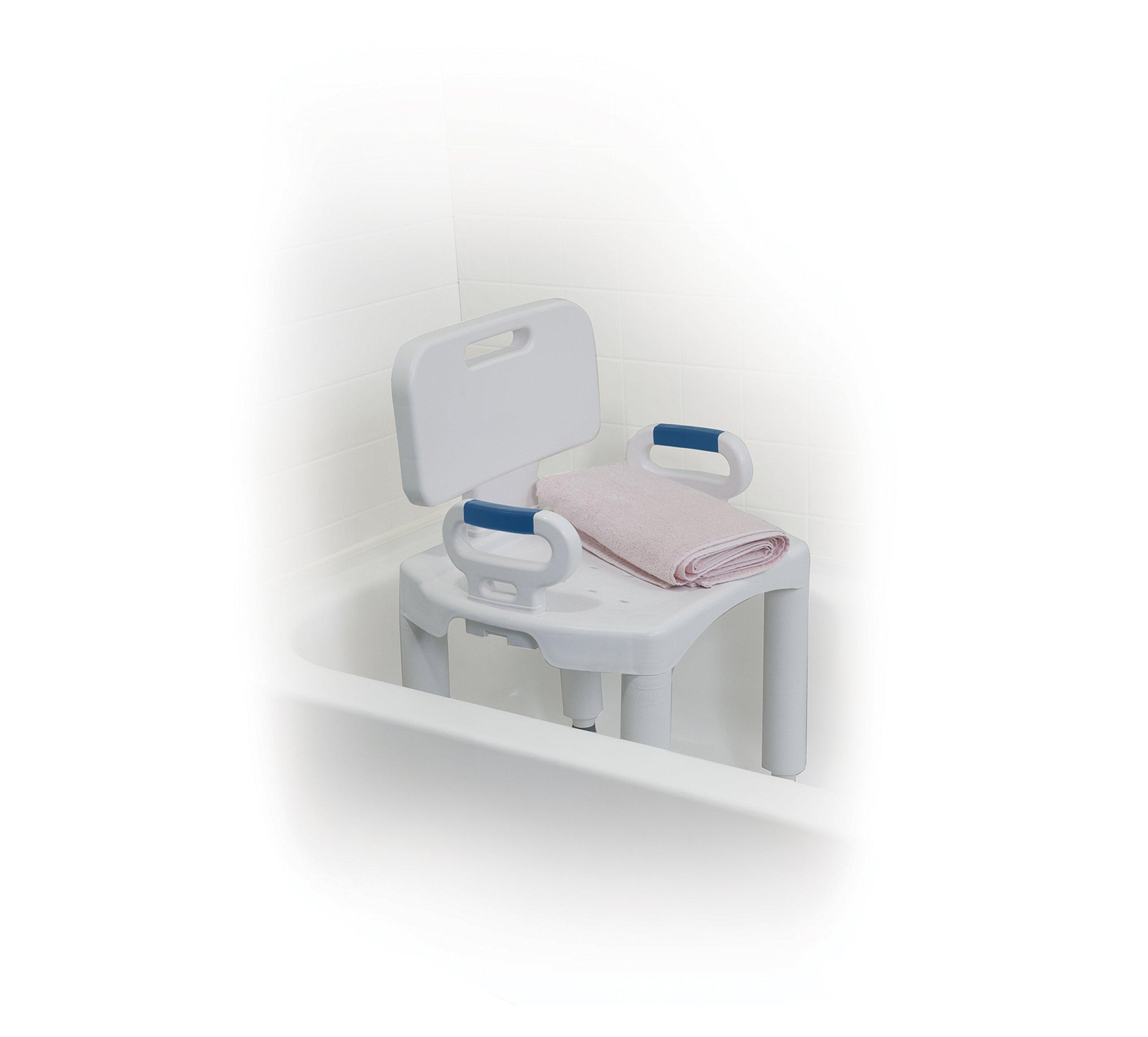 Drive Medical Drive Medical RTL12505 Handicap Bathroom Bench with Back and Arms, White