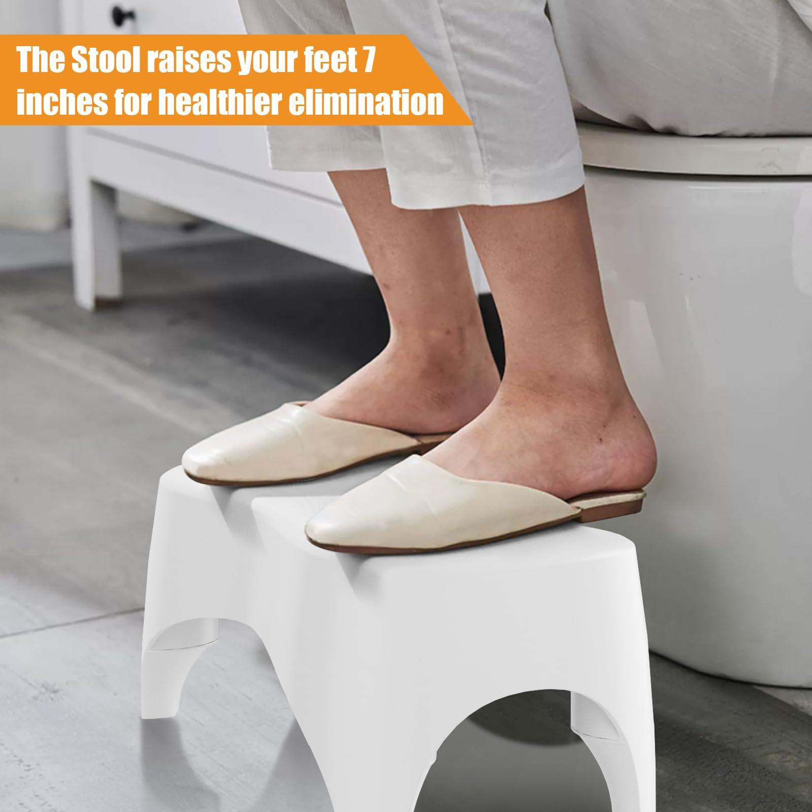 homfan Toilet Stool, Toilet Step Stool, Potty Stool for Adults and Kids, Poop Stool for Bathroom, Non-Slip Simple Design White