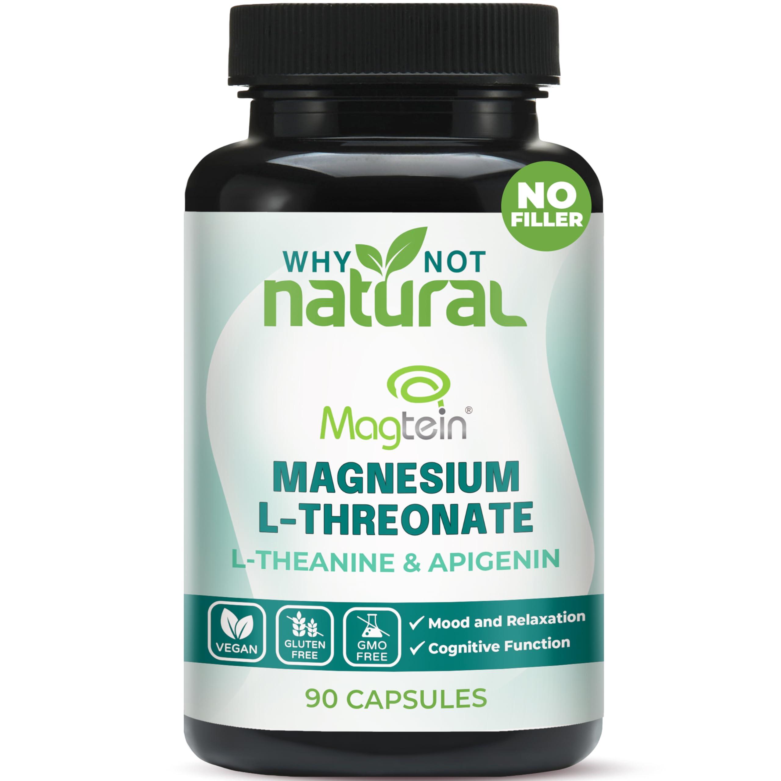 Why Not Natural Magnesium L-Threonate Complex with Apigenin and L-theanine 90 Capsules, Patented Magtein Supplement