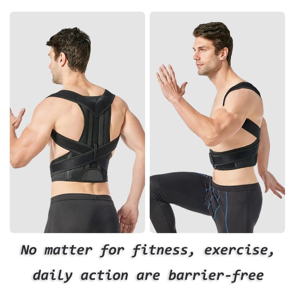 LUXRUB Full Back Support Belt Posture Corrector For Men And Women Waist Back Brace Vest Lumbar Decompression Belt Spine Shoulder Neck Waist Support Back Pain Relief (Color : Black, Size : XX-Large)