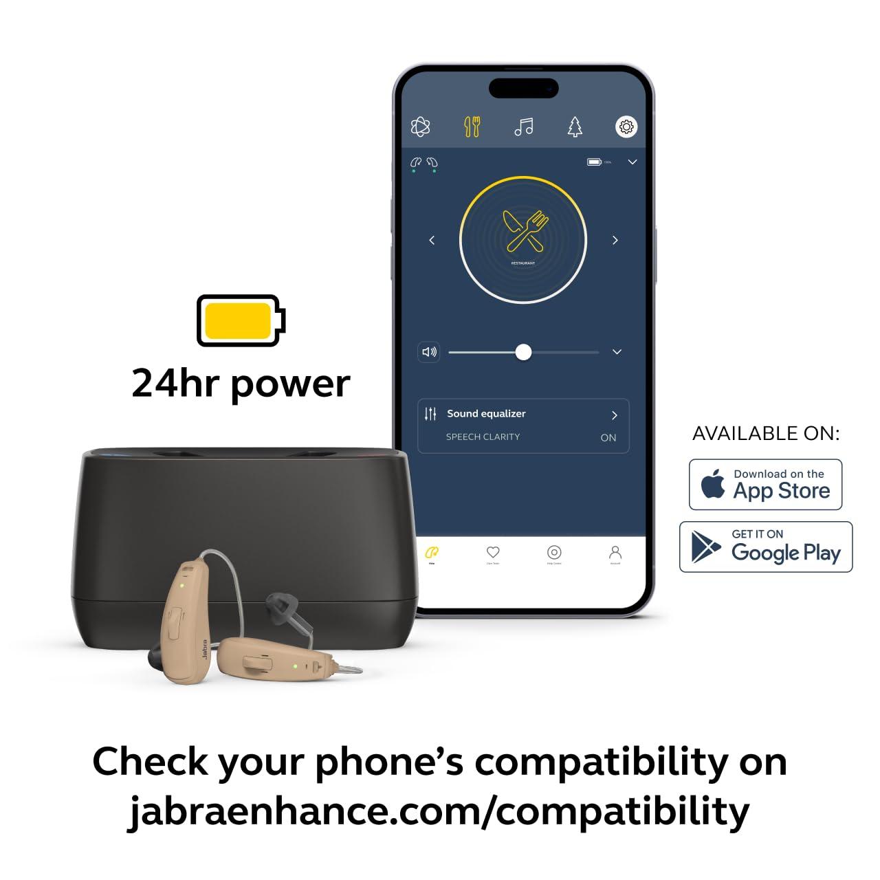 Jabra Enhance Jabra Enhance Select 50R OTC Hearing Aids, Audiology Team Care Included, Bluetooth Streaming for Calls, Music, Media for iOS & Android, Nearly Invisible & Comfortable, Noise Reduction - Beige