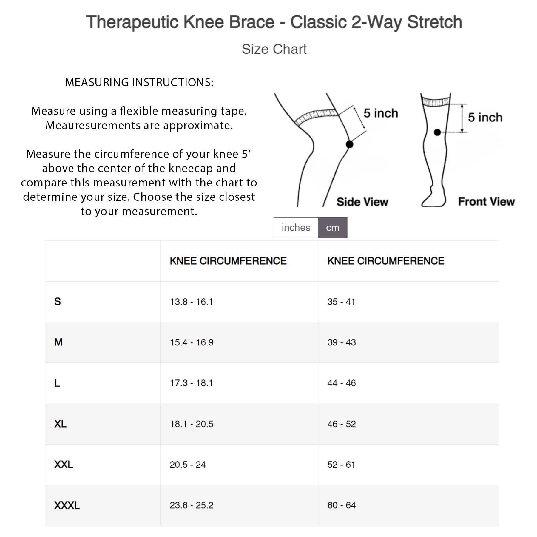 Back on Track Back on Track Knee Brace - Classic 2-Way Stretch Knee Compression Support Sleeve Brace for Adult Men & Women, 1 Pair, Black- XL