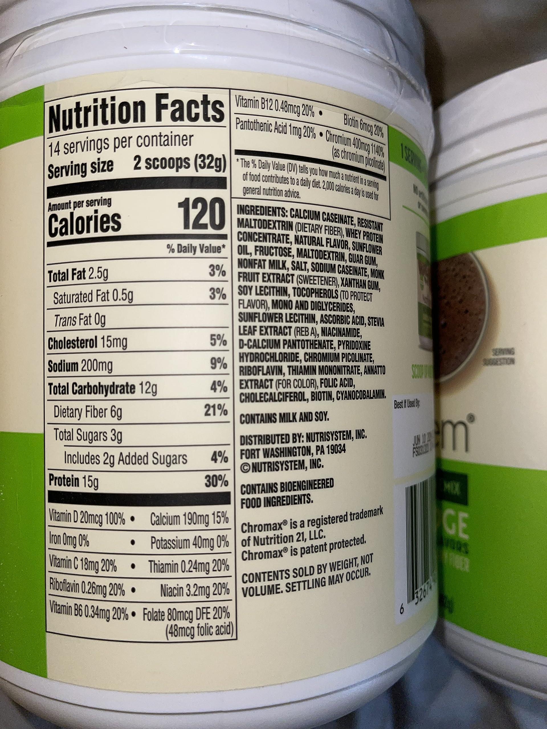 Nutrisystem Nutrisystem Nutricrush Probiotic Shakes Chocolate Fudge and Sweet Vanilla Shake Mix - Protein & Probiotics Support Digestive Bust Belly Bloat 2 Containers 16.3 oz. each 28 Servings,(Pack of 2)