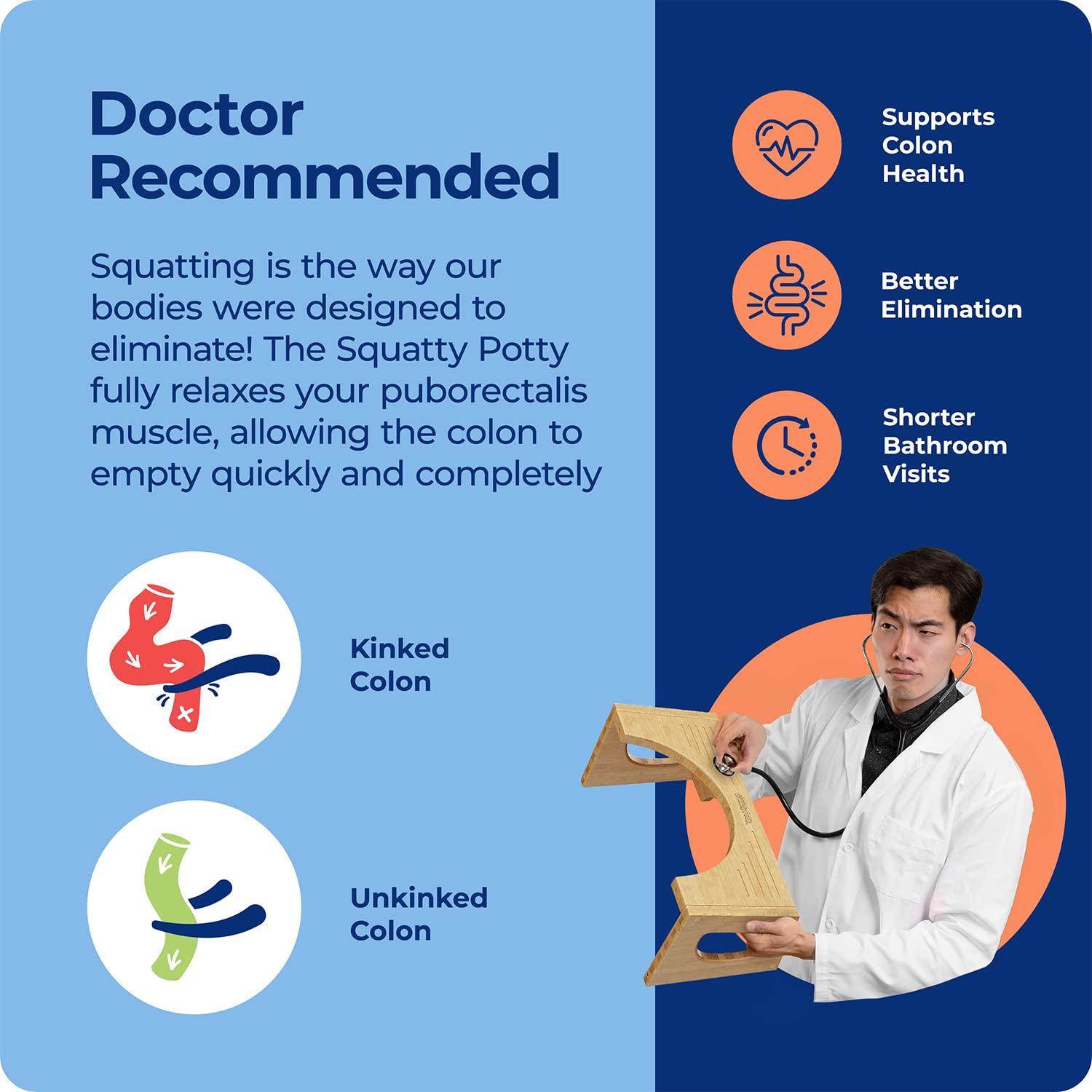 Squatty Potty Squatty Potty The Original Bathroom Toilet Stool, 7 Inch height, White & The Original Toilet Stool - Bamboo Flip, 7\" and 9\" Adjustable Heights, Brown