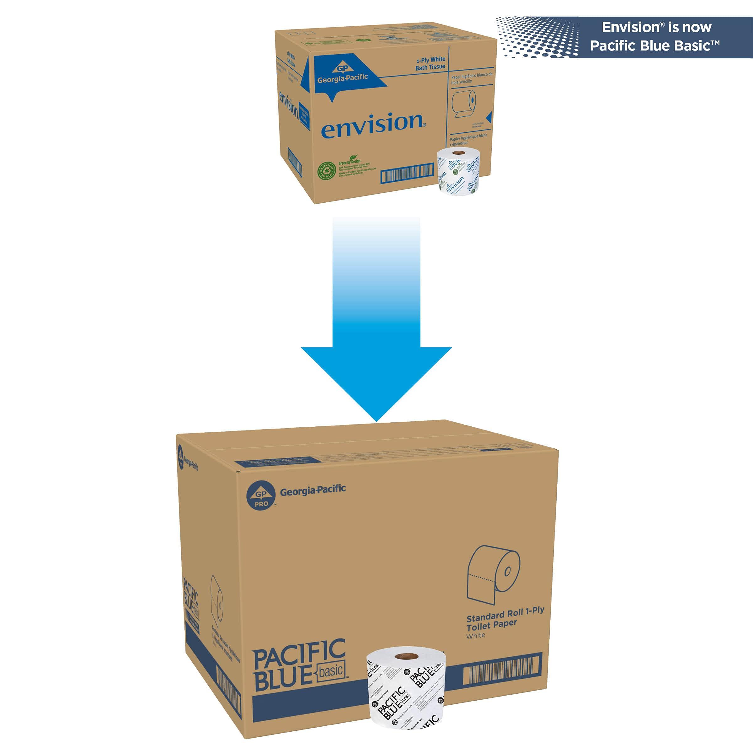 Georgia-Pacific Georgia-Pacific Pacific Blue Basic 2-Ply Toilet Paper (Previously Branded Envision),19448/01,1,000 Sheets Per Roll,48 Rolls Per Case