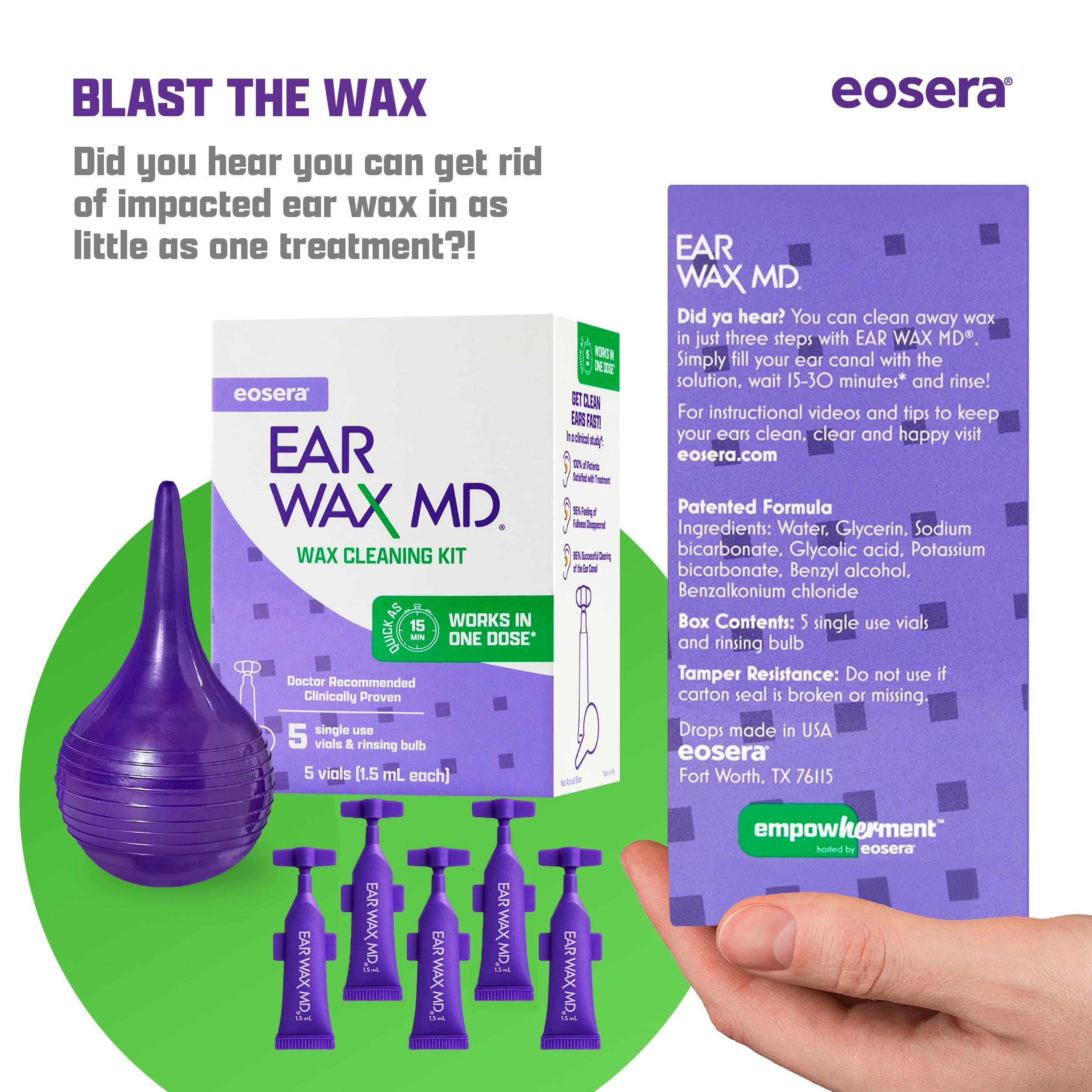Earwax MD eosera Ear Wax MD Cleaning Kit - Fast-Acting Ear Wax Removal Drops & Rinse Bulb - Doctor Recommended, Clinically Proven Earwax Dissolver for Adults & Kids - Works in 15 Minutes