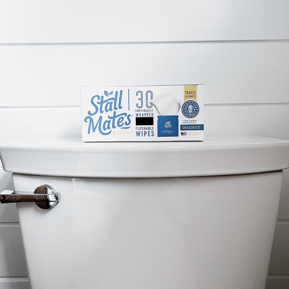 Stall Mates Wipes Stall Mates Wipes Witch Hazel: Flushable Wipes | Individually Wrapped | Travel Friendly | Soothing Witch Hazel | Unscented with Cucumber, Aloe and Chamomile | (30 on-the-go singles)